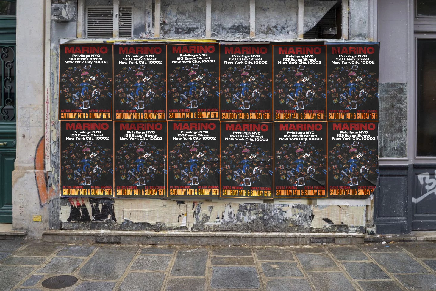 Wheatpasting Austin - wild posting campaign installation for Marino at Privilege nightclub