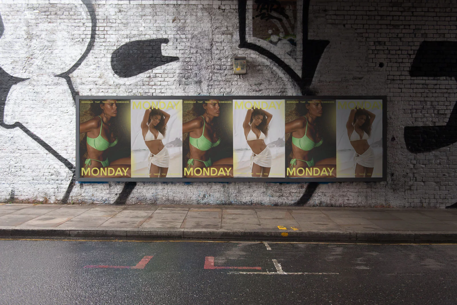 Wheatpasting Austin - wild posting campaign for Monday Swimwear