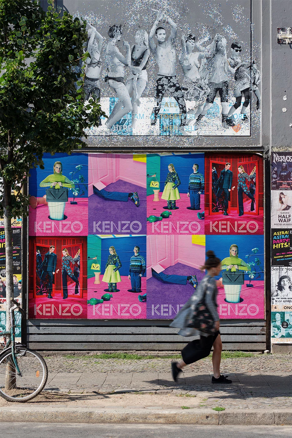 Wheatpasting Austin - wild posting street takeover for Kenzo